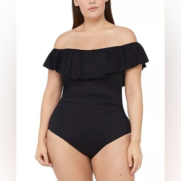 La Blanca Plus Size Island Goddess OfftheShoulder One-Piece Swimsuit
Women's 18W - Picture 2 of 15